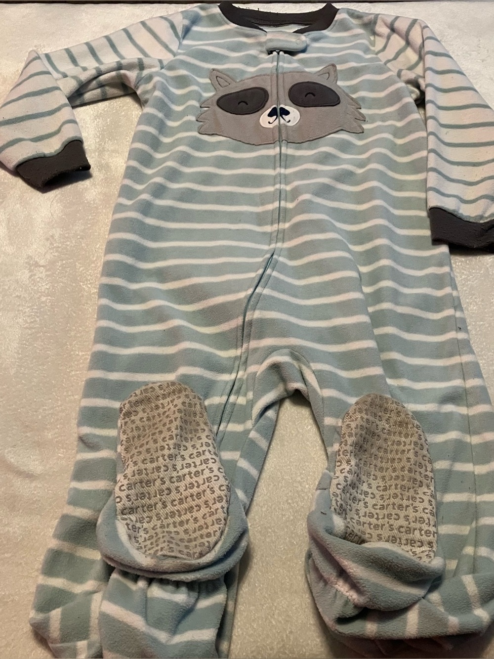 Striped Blue Raccoon One-Piece Pajamas - Kids